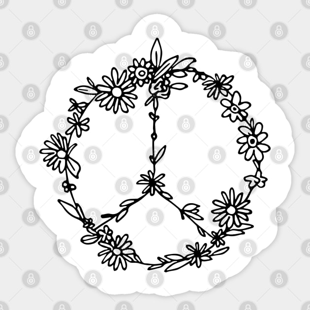 Floral Doodle Peace Sign Sticker by aterkaderk